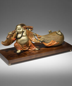 Tượng Phật Di Lặc kéo túi tiền vàng đẹp bằng đồng