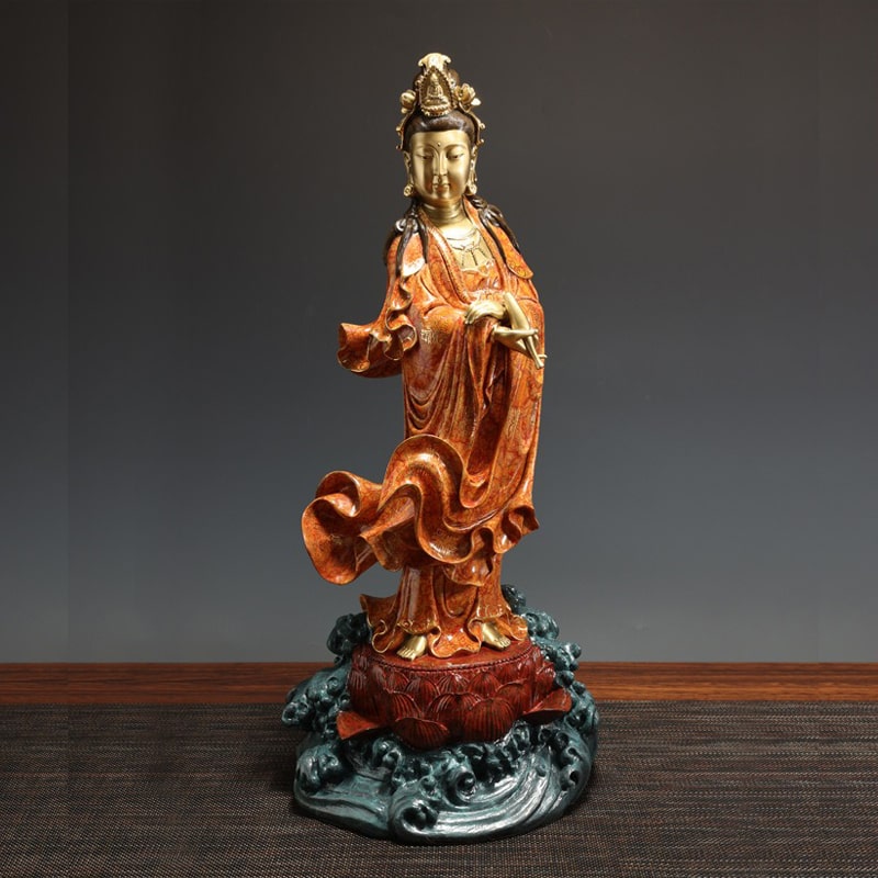 Tượng Phật Quan Âm Bồ Tát bằng đồng nguyên chất - Đồ trang trí nội thất