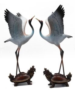 Đồ decor cao cấp hạc trên lưng rùa bằng đồng