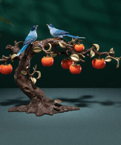 Đồ trang trí cao cấp cặp chim hỷ tước đậu cành hồng