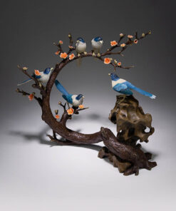 Đồ decor cao cấp chim hy tước đậu cành mai