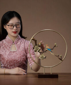 Đồ decor cao cấp đôi chim khuyên bằng đồng đẹp