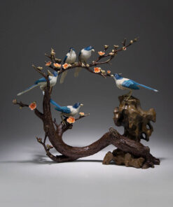 Chim hỷ tước đậu cành mai đẹp bằng đồng