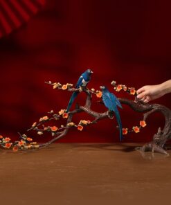 Decor đôi chim hỷ tước uyên ương trên cành mai