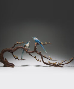 Decor đôi chim uyên ương trên cành mai