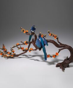 Decor đôi chim hỷ tước uyên ương trên cành mai