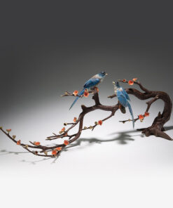 Decor đôi chim uyên ương trên cành mai