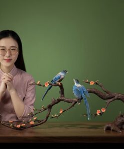 Decor đôi chim uyên ương trên cành mai