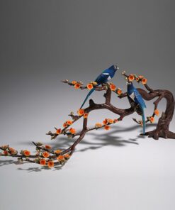 Decor đôi chim hỷ tước uyên ương trên cành mai