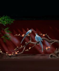 Decor đôi chim uyên ương trên cành mai