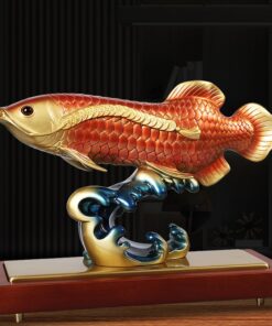 Mẫu tượng cá rồng ngậm tiền bằng đồng