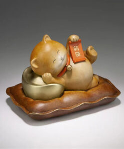 Mèo may mắn bằng đồng trang trí để bàn