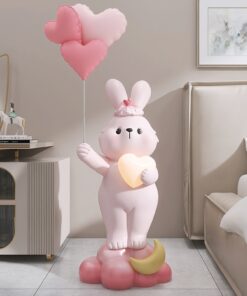Tượng decor phòng khách thỏ bunny ôm đèn led