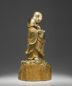 Tượng di lặc cầm gậy như ý bằng đồng