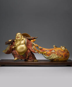 Tượng phật di lặc kéo tiền vàng bằng đồng phiên bản giới hạn