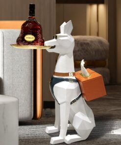 Tượng chó bồi bàn kết hợp hộp khăn giấy đẹp