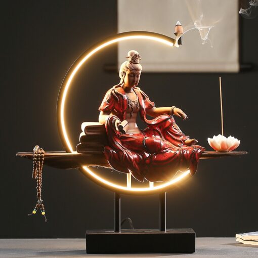 tuong-quan-am-ngoi-tren-trang 1 5 Thác khói xông trầm hương Phật Quan Âm Bồ Tát