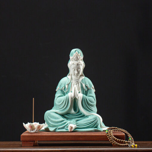 thac-khoi-tram-huong-den-led-ket-hop-tuong-quan-am 4 Thác khói trầm hương đèn Led kết hợp tượng Quan Âm