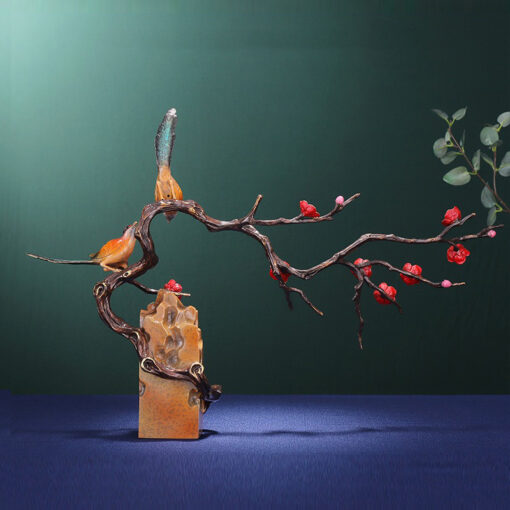 tuong-chim-uyen-uong-dau-canh-mai-do 2 Tượng chim uyên ương đậu cành mai đỏ