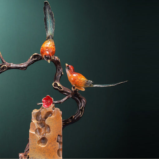 tuong-chim-uyen-uong-dau-canh-mai-do 3 Tượng chim uyên ương đậu cành mai đỏ