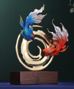 Tượng đôi cá múa lượn bằng đồng