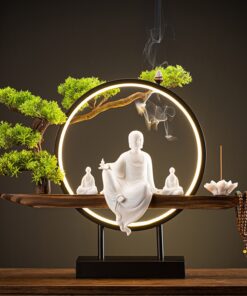 Thác khói trầm hương kết hợp tượng Phật