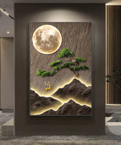 Tranh hiện đại núi và mặt trăng
