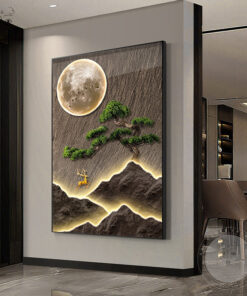 Tranh hiện đại núi và mặt trăng