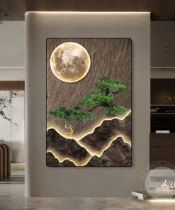 Tranh hiện đại núi và mặt trăng