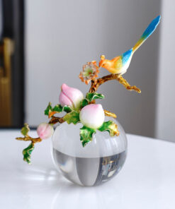 Mẫu decor chim đậu cành đào pha lê