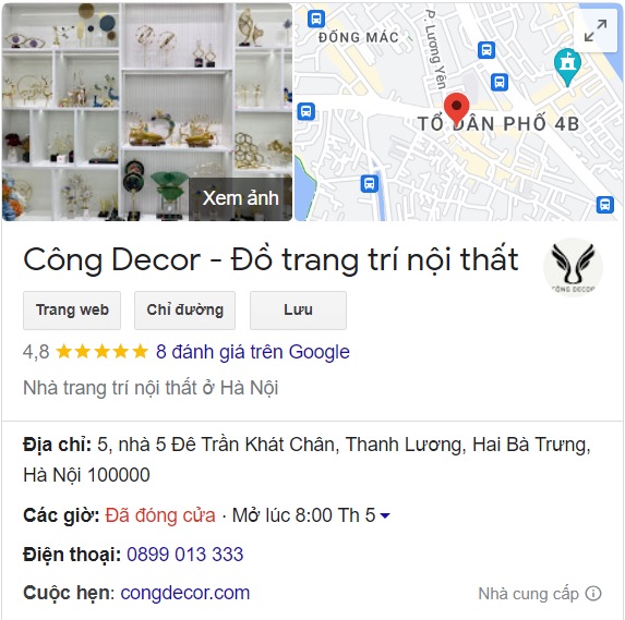Cửa hàng bán đồ decor ở Hà Nội