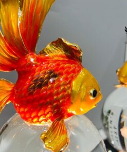 Đồ trang trí để bàn cá vàng pha lê kèm đèn led