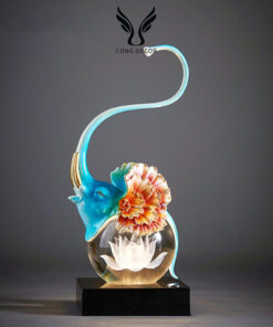 Mô hình tượng voi pha lê kèm đèn led