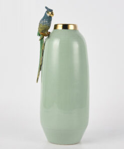 Bình hoa gốm sứ gắn chim vẹt