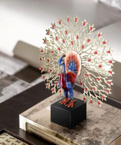 Tượng con công gắn đá decor