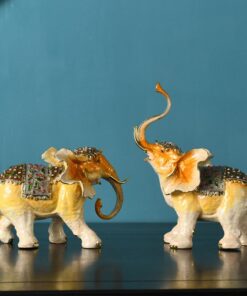 Tượng voi để bàn tráng men