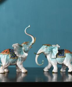 Tượng voi để bàn tráng men