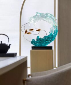 Mô hình điêu khắc cá và sóng biển