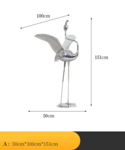 Tượng hồng hạc bằng thép không gỉ trang trí sân vườn
