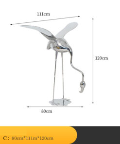 Tượng hồng hạc bằng thép không gỉ trang trí sân vườn