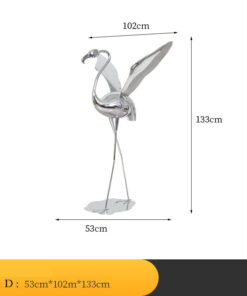 Tượng hồng hạc bằng thép không gỉ trang trí sân vườn