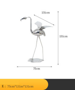 Tượng hồng hạc bằng thép không gỉ trang trí sân vườn