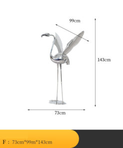 Tượng hồng hạc bằng thép không gỉ trang trí sân vườn