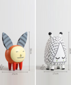 Tượng động vật dễ thương decor kệ sách