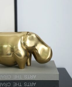 Tượng hà mã bằng đồng trang trí kệ sách