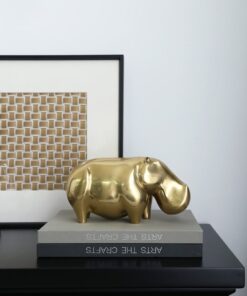 Tượng hà mã bằng đồng trang trí kệ sách