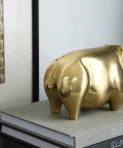 Tượng hà mã bằng đồng trang trí kệ sách