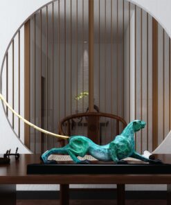 Tượng con báo bằng đồng để bàn làm việc