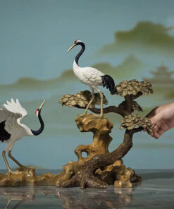 Tượng đôi hạc trắng bằng đồng