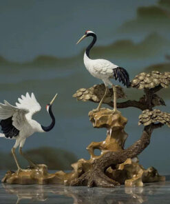 Tượng đôi hạc trắng bằng đồng